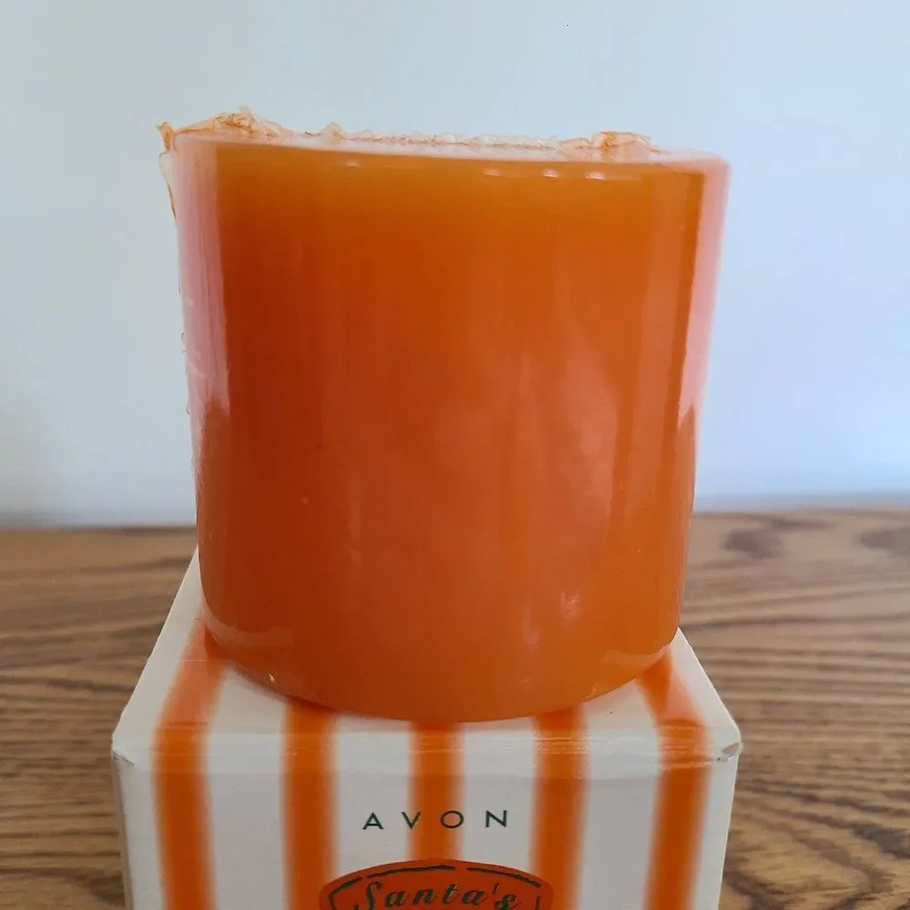 Vintage Avon Santa's Bath Shoppe Mrs. Claus' Pumpkin Pie Pillar Candle NIB